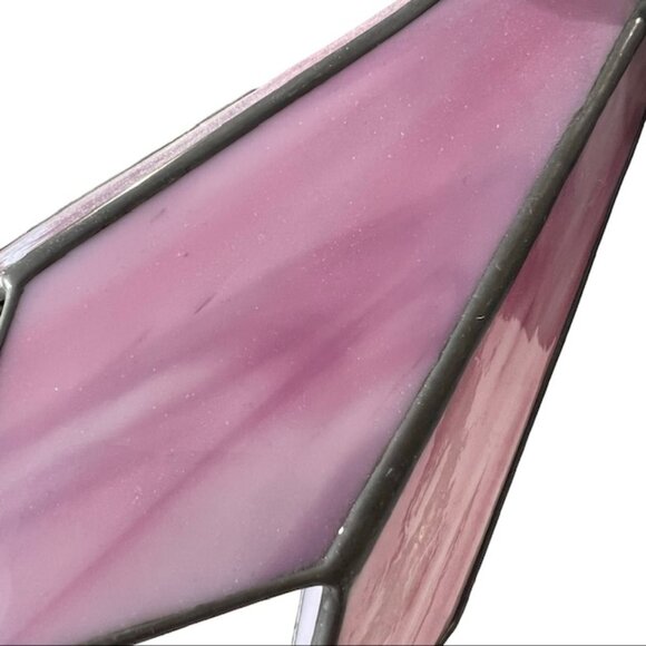 Vintage L&L WMC Tiffany Style Stained Glass Table Lamp MCM Pink - Lily Pad 19"H - Picture 6 of 13